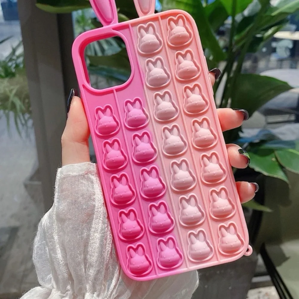 Cute Pink Ombre Bunny Pop-It Phone Case - Women Accessories